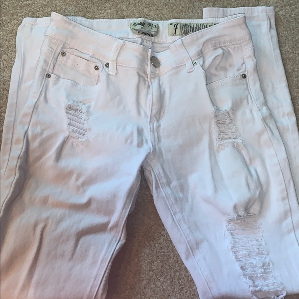White Distressed Skinny Jeans